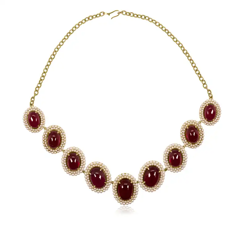 Ruby Necklace Set in 18K Yellow Gold